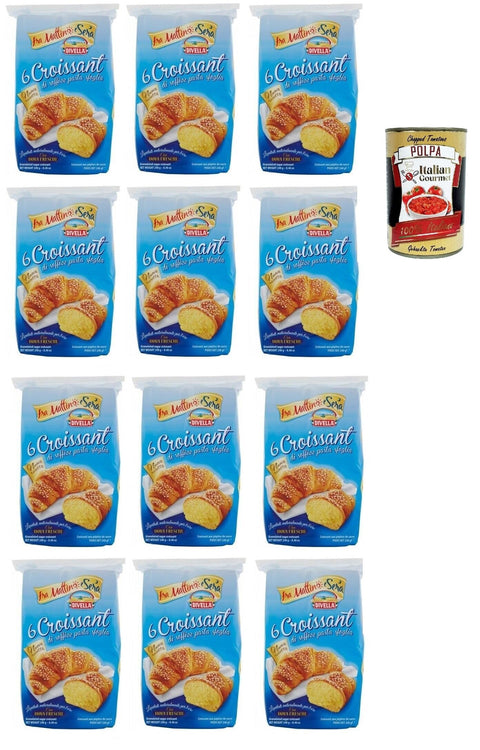 Divella Croissant Classico, Croissants mit weicher Blätterteig, 12x 240g Packung, Jede Packung enthält 6 Croissants Original italienisch inkl. Italian Gourmet Polpa 400g