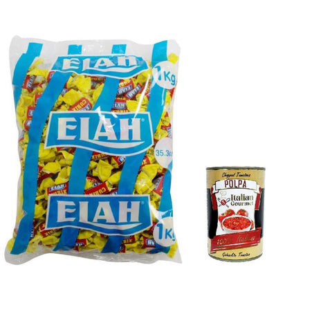 ELAH Cubik Toffee La caramella classica Mou al latte, Die Italienisch Klassische Milch Mou Süßigkeiten, bonbons lollies, 1Kg Original italienisch inkl. Italian Gourmet Polpa 400g