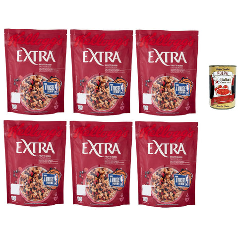 Extra Frutti Rossi Knusprige Haferflocken mit Rote Früchte, Früchten Packung 6x375g Original italienisch Gebäck