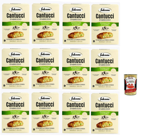Italian Gourmet E.R. Snack Kuchen & Backwaren Falcone Cantucci al Pistacchio e Cedro, Kekse mit Pistazien Ceder-Zitrone aus Italien, insgesamt Gebäckstücke, 12x 200g + Italian Gourmet polpa 400g 8032804040014