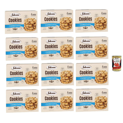 Falcone Cookies Cioko Latte, Kekse mit Milchschokoladenstückchen 12x 200g Original italienisch inkl. Italian Gourmet Polpa 400g