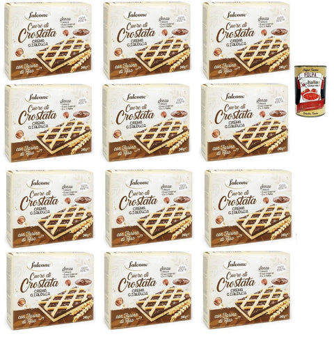 Italian Gourmet E.R. Snack Kuchen & Backwaren Falcone Cuor di Crostatina con Farcitura alla Crema di Gianduia, Kuchen mit Gianduia Creme, 12x 240g + Italian Gourmet polpa 400g 8032804040014