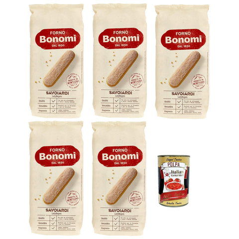 Forno Bonomi italienische Löffelbiskuits, Savoiardi, Ladyfingers, für Tiramisu, biscuits cookies kekse 5x400g Original italienisch