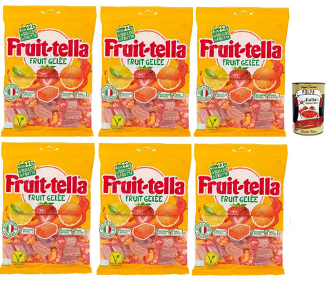 Perfetti Fruittella Gelée, Gummiband, geschmack, mit Fruchtsaft, Gluten -frei, 6x 180g Original italienisch inkl. Italian Gourmet Polpa 400g
