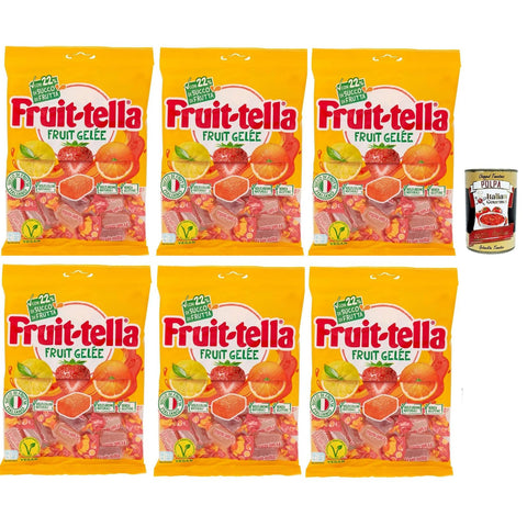 Perfetti Fruittella Gelée, Gummiband, geschmack, mit Fruchtsaft, Gluten -frei, 6x 180g Original italienisch inkl. Italian Gourmet Polpa 400g