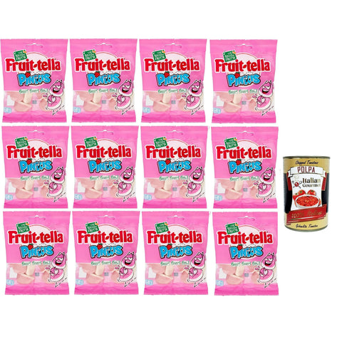 Fruittella Pinkis Caramelle gommose con succo di frutta e aromi naturali, Gummiband mit Fruchtsaft und natürlichen Aromen 12x 90g inkl. Italian Gourmet polpa 400g Original italienisch