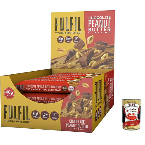 Fulfil Vitamine und Proteinbalken (15 Bars 40 g) - Schokoladengeschmack und Erdnussbutter - 15 g Protein mit hohem Proteingehalt, 9 Vitamine, niedriger Zuckergehalt Original italienisch inkl. Italian Gourmet Polpa 400g