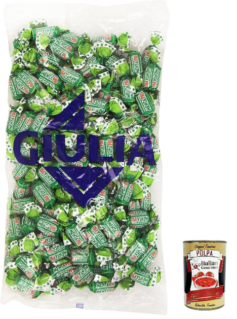Italian Gourmet E.R. Snack Kuchen & Backwaren GIULIA Mentapiù Original Caramelle alla menta, Münzbonbons, lollies Süßigkeiten 1000g + Italian Gourmet polpa 400g 8032804040014
