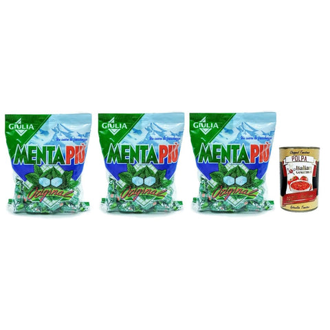 GIULIA Mentapiù Original italienisch Caramelle alla menta, Münzbonbons, lollies Süßigkeiten 3x 300g italienisch inkl. Italian Gourmet Polpa 400g