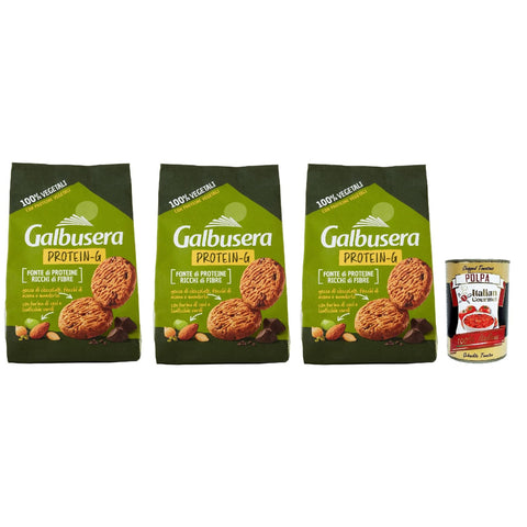 Glbusera Protein G Frollini 100% vegetali, biscotti, kekse Hafer - und Mandelkekse, Proteinquelle und reich an Ballaststoffen 3x 280g inkl. Italian Gourmet polpa 400g Original italienisch