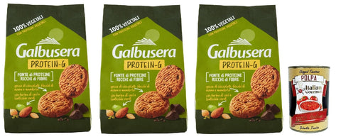 Italian Gourmet E.R. Snack Kuchen & Backwaren Glbusera Protein-G Frollini 100% vegetali, biscotti, kekse Hafer- und Mandelkekse, Proteinquelle und reich an Ballaststoffen 3x 280g + Italian Gourmet polpa 400g 8032804040014