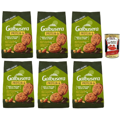 Glbusera Protein G Frollini 100% vegetali, biscotti, kekse Hafer - und Mandelkekse, Proteinquelle und reich an Ballaststoffen 6x 280g inkl. Italian Gourmet polpa 400g Original italienisch