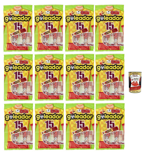 Italian Gourmet E.R. Snack Kuchen & Backwaren Goleador Cola Doppel Süßigkeit, gummiary Cola -Geschmack, 12x 102g, Süßigkeiten, die einzeln singen + Italian Gourmet polpa 400g 8032804040014