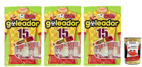 Italian Gourmet E.R. Snack Kuchen & Backwaren Goleador Cola Doppel Süßigkeit, gummiary Cola -Geschmack, 3x 120g, Süßigkeiten, die einzeln singen + Italian Gourmet polpa 400g 8032804040014