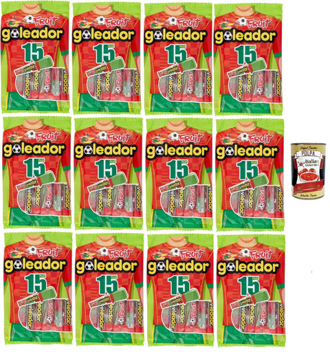 Italian Gourmet E.R. Snack Kuchen & Backwaren Goleador Frutta Doppel Süßigkeit, gummiary Frucht -Geschmack, 12x 120g, Süßigkeiten, die einzeln singen + Italian Gourmet polpa 400g 8032804040014