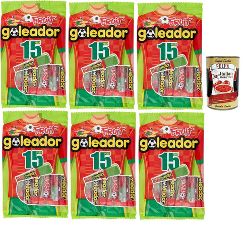 Italian Gourmet E.R. Snack Kuchen & Backwaren Goleador Frutta Doppel Süßigkeit, gummiary Frucht -Geschmack, 6x 120g, Süßigkeiten, die einzeln singen + Italian Gourmet polpa 400g 8032804040014