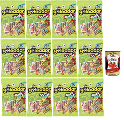 Italian Gourmet E.R. Snack Kuchen & Backwaren Goleador Party mix, gummiary Verschiedener -Geschmack, 12x 143g, Süßigkeiten, die einzeln singen + Italian Gourmet polpa 400g 8032804040014
