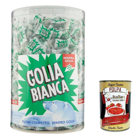 Italian Gourmet E.R. Snack Kuchen & Backwaren Golia Bianca Caramelle Dure Algusto Menta e Liquirizia, Harte Süßigkeiten für Minzgeschmack und Süßholz 800g + Italian Gourmet polpa 400g 8032804040014
