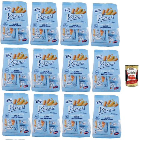 Italian Gourmet E.R. Snack Kuchen & Backwaren Gran Pavesi Snack Tocchetti, Snack Al Mais im Ofen ohne Palmöl gekocht - 12x 256 g + Italian Gourmet polpa 400g 8032804040014