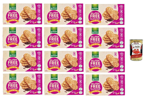 Italian Gourmet E.R. Snack Kuchen & Backwaren GULLON Biscotti di avena con gocce di cioccolato, senza glutine, Haferkekse mit Schokoladenchips, biscuits gluten frei, gluten free 12x 220g + Italian Gourmet polpa 400g 8032804040014