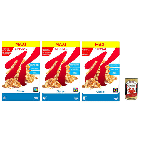 Kellogg's Special K Classic, Getreide-Flakes mit Vollkornweizen ballaststoffreiche Frühstückscerealien natürlicher Genuss ohne künstliche Farb und Aromastoffe 3x 700g Original italienisch inkl. Italian Gourmet Polpa 400g