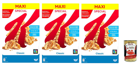Italian Gourmet E.R. Snack Kuchen & Backwaren Kellogg’s Special K Classic, Getreide-Flakes mit Vollkornweizen ballaststoffreiche Frühstückscerealien natürlicher Genuss ohne künstliche Farb und Aromastoffe 3x 700g + Italian Gourmet polpa 400g 8032804040014