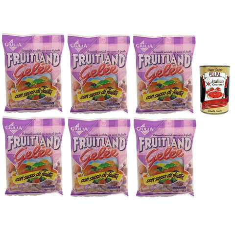 La Giulia Fruitland Caramelle Gelee, Original italienisch Caramelle alla frutta, frucht bonbons, lollies Süßigkeiten 6x 300g italienisch inkl. Italian Gourmet Polpa 400g
