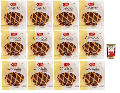 Italian Gourmet E.R. Snack Kuchen & Backwaren Lago 1968, Crostata al Cacao, Flowpack, Törtchen, kuchen mit Kakaocreme, Merkstufegebäck, italienischem snack Produkt ohne Palmöl 12x 350g + Italian Gourmet polpa 400g 8032804040014