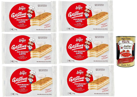 Italian Gourmet E.R. Snack Kuchen & Backwaren Lago 1968, Le Merende di Gastone Pan Brioche al Latte 6x 135 g, Kuchen Snacks mit natürlichem Sauerteigmilchcreme, ohne Palmöl + Italian Gourmet polpa 400g 8032804040014