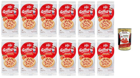 Italian Gourmet E.R. Snack Kuchen & Backwaren Lago Gastone Crostatina all'Albicocca,Aprikosentarte, 12x 240g Packung, Jede Packung enthält 6 Snacks à 40g + Italian Gourmet polpa 400g 8032804040014