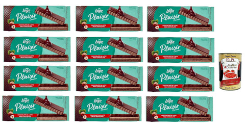 Lago Plaisir, Wafer mit Milchschokolade bedeckt und mit Haselnusscreme 57% gefüllt 12x 120g inkl. Italian Gourmet polpa 400g Original italienisch