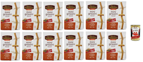 Italian Gourmet E.R. Snack Kuchen & Backwaren Le veneziane, mini grissini con sesamo e chia senza glutine, gluten free breadstick, glutenfreie Mini-Grissini mit Sesam und Chia, 12x 250g + Italian Gourmet polpa 400g 8032804040014