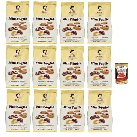 Vicenzi Matilde Vicenzi - Biscotti Minivoglie, Auswahl an Gebäck, Shortcruste Shortbread Chocolate, Sahne oder Marmelade, Butter oder Kakao - Shortbreads 12x 250 g inkl. Italian Gourmet polpa 400g Original italienisch