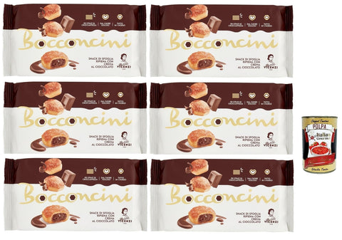 Italian Gourmet E.R. Snack Kuchen & Backwaren Matilde Vicenzi millefoglie Bocconcini al cioccolato, Blätterteigbacken, knusprige und zarte, süße Snack aus raffiniertem Gebäck, gefüllt mit Schokoladencreme 6x 100g + Italian gourmet polpa 400g 8032804040014