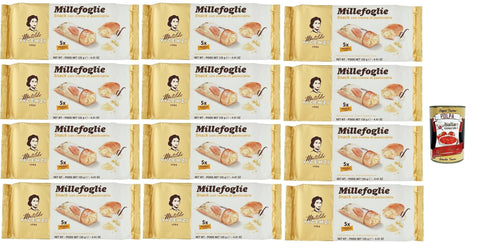 Matilde Vicenzi millefoglie snack alla crema pasticcera, Blätterteigbacken, knusprige und zarte, snack gefüllt von Pudding creme 12x 125g Original italienisch inkl. Italian Gourmet Polpa 400g