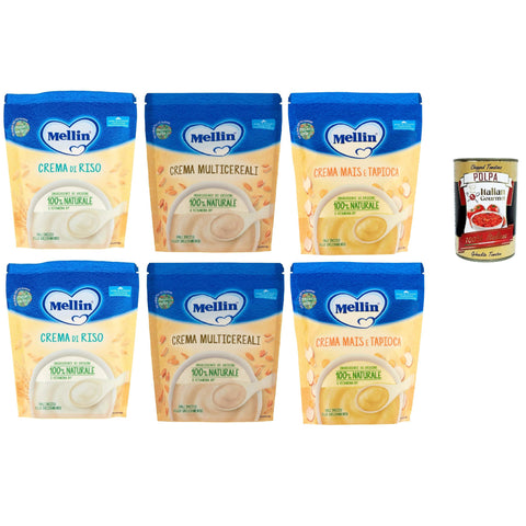 Mellin TestPaket Creme, Crema riso Multicereali Mais e tapioca 6x200g Original italienisch Gebäck