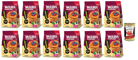 Misura Protein Pancake, Proteinreiche Pfannkuchen, 12x 200g Packung, Jede Packung enthält 8 Einzelportionen, zum Verzehr bereit Original italienisch inkl. Italian Gourmet Polpa 400g