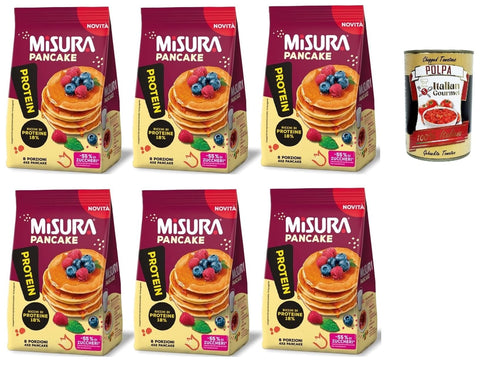 Italian Gourmet E.R. Snack Kuchen & Backwaren Misura Protein Pancake, Proteinreiche Pfannkuchen, 6x 200g Packung, Jede Packung enthält 8 Einzelportionen, zum Verzehr bereit + Italian Gourmet polpa 400g 8032804040014