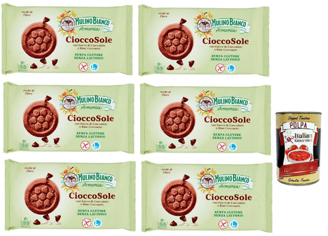 Italian Gourmet E.R. Snack Kuchen & Backwaren Mlino Bianco Armonia Cioccosole Gluten- und laktosefreie Schokoladenkekse mit Reis, 6x 250g + Italian Gourmet polpa 400g 8032804040014