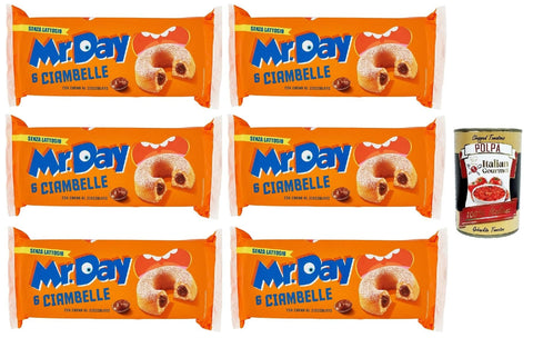Mr.Day Ciambella Cioccolato Ciambella con ripieno di crema al cioccolato senza lattosio, Donut mit Schokoladencremefüllung, kuchen laktosefrei 6x 300g Original italienisch inkl. Italian Gourmet Polpa 400g
