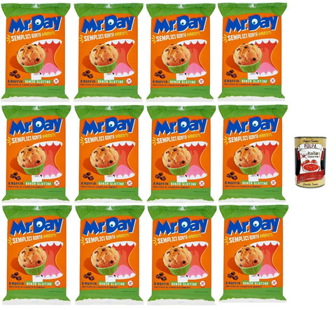 Mr.Day Glutenfreie Muffins mit dunklen Schokoladennuggets, laktosefreier und palmölfreier Snack, ideal zum Frühstück, Snack oder Kuchen, Gluten free 12x 252 gr inkl. Italian Gourmet polpa 400g Original italienisch
