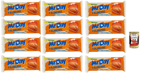 Mr.Day Plumcake Integrale mit 100% Vollkornmehl, laktosefreier und palmölfreier Snack, ideal zum Frühstück, Snack oder Kuchen, 12x 190 gr Original italienisch inkl. Italian Gourmet Polpa 400g