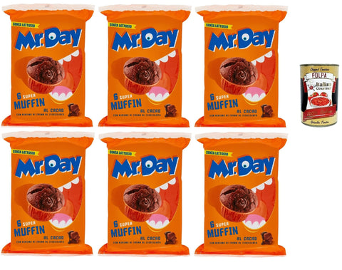 MR. DAY Mr.Day - Super Kakao Muffin mit Schokoladenfüllung, laktosefreier und palmölfreier Snack, ideal zum Frühstück, Snack oder Nachmittag 6x 300 gr inkl. Italian Gourmet polpa 400g Original italienisch