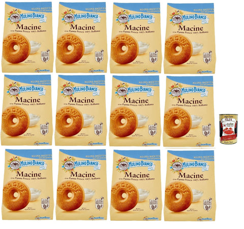 Mulino Bianco Biscotti Frollini Macine con Panna Fresca, Kekse mit frischen 100% italienischen Milch, Ohne Palmöl, Frühstück voller Geschmack, buscits cookies 12x 800 g Original italienisch inkl. Italian Gourmet Polpa 400 g