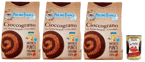 Italian Gourmet E.R. Snack Kuchen & Backwaren Mulino Bianco Cioccograno Biscotti con Farina Integrale e Cioccolato, Kekse mit Vollkornmehl und Schokolade, biscuits, cookies, 3x 330g + Italian Gourmet polpa 400g 8032804040014