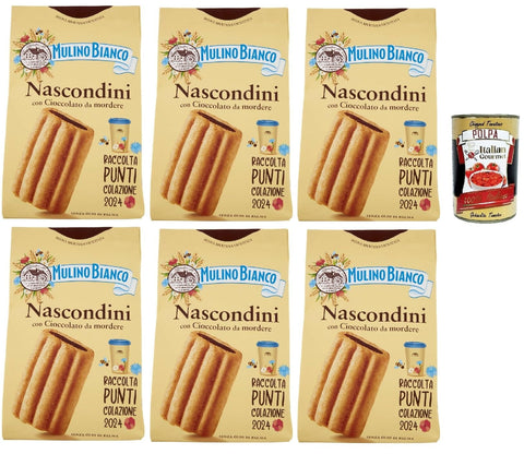 Mulino Bianco Nascondini Shortbread Kekse mit Schokolade zum Anbeißen biscuits cookies 6x 330 g inkl. Italian Gourmet polpa 400g Original italienisch
