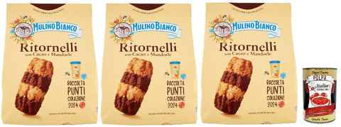 Mulino Bianco Ritornelli Biscotti con Cacao e Mandorle, Kekse mit Kakao und Mandeln, Palmölfreies, leckeres Frühstück, 3x 700 g Original italienisch inkl. Italian Gourmet Polpa 400g