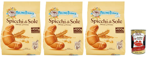 Mulino Bianco Spicchi di Sole Biscotti Dorati al Forno,Goldene gebackene Kekse,biscuits cookies, 3x 900g Original italienisch inkl. Italian Gourmet Polpa 400g