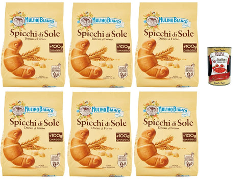 Italian Gourmet E.R. Snack Kuchen & Backwaren Mulino Bianco Spicchi di Sole Biscotti Dorati al Forno,Goldene gebackene Kekse,biscuits cookies, 6x 900g + Italian Gourmet polpa 400g 8032804040014