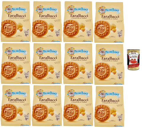 Mulino Bianco Tarallucci Biscotti con Uova Fresche 100% italiane, Kekse mit 100 % frischen italienischen Eiern, biscuits, cookies, 12x 800 g Original italienisch inkl. Italian Gourmet Polpa 400g